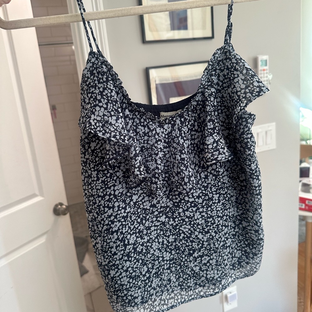 Abercrombie & Fitch Black and White Ruffled Camisole
